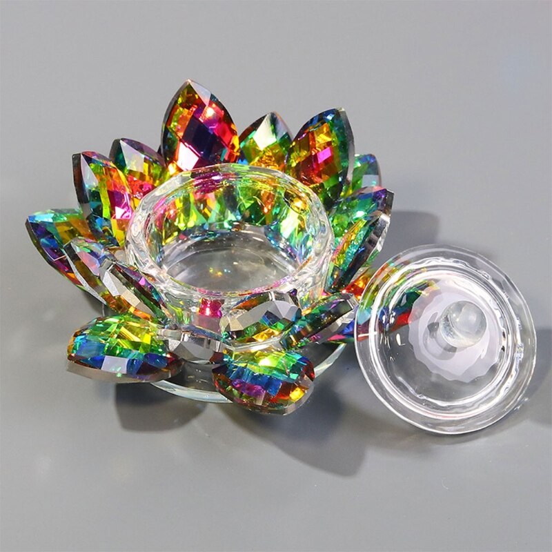Verre à ongles en forme de fleur de Lotus, verre arc-en-ciel, pour Nail Art