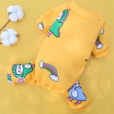 Pink Blue Cat Pajamas Dog Clothes Hoodie Jumpsuit Tracksuit Embroidery Dog Pyjamas Overalls For Small Dogs Chihuahua Yorkie 2XL: Yellow / XL