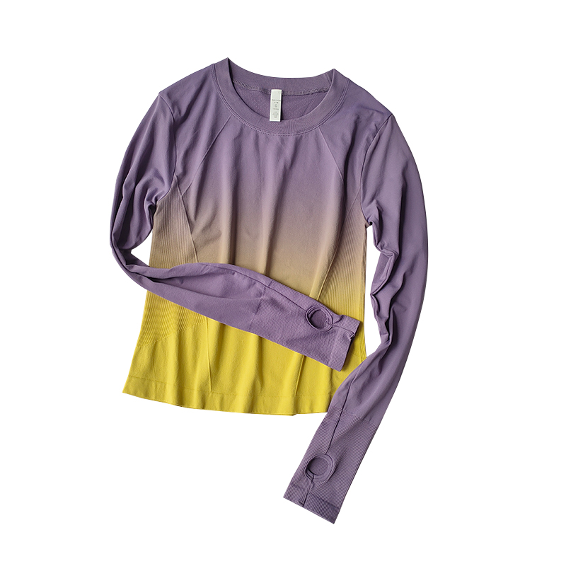 Allmähliches Schlankheits-Sport-T-Shirt, Fitness-Anzug für Damen, eng anliegend, schnell trocknend, oben, Yoga-Anzug, Ausbildung, schmale Passform, lange Ärmel
