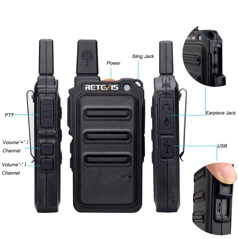 Mini Walkie Talkie 2Pcs Retevis RT619 Pmr Radio PMR446 Ultradunne Romp 1-2Km Handige Twee-weg radio Frs RT19 Voor Wandelen/Camping