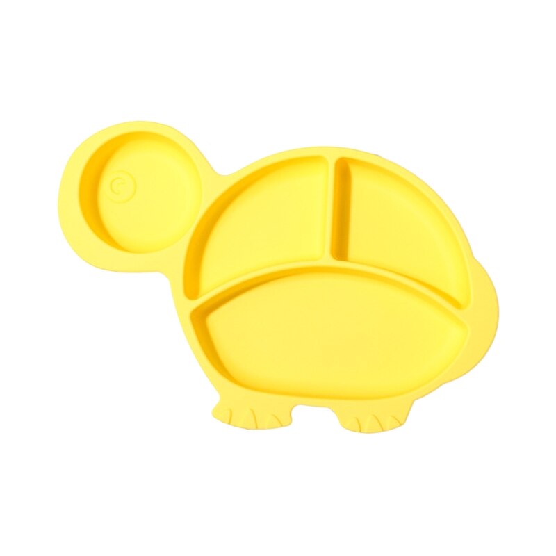Baby Silicone Fish Tortoise Rabbite Shape Divided Suction Silicone Plate Bowl Suction Tray Antislip Kids Food Feeding Bowl: 51-Yellow