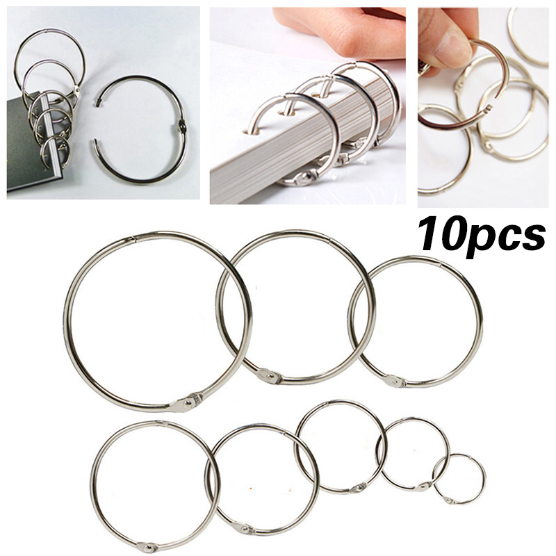 10pcs Metal Binder Ring Loose Leaf Book Binder Hoop Ring Multifunctional Keychain Circle Book Binder Hoop Office Binding Supply