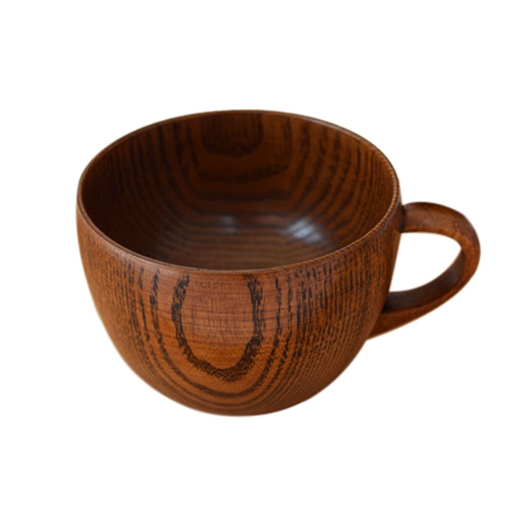 Coffee milk flat bottom cup Primitive Handmade Natural Wood Coffee Tea Beer Milk Mug#p25