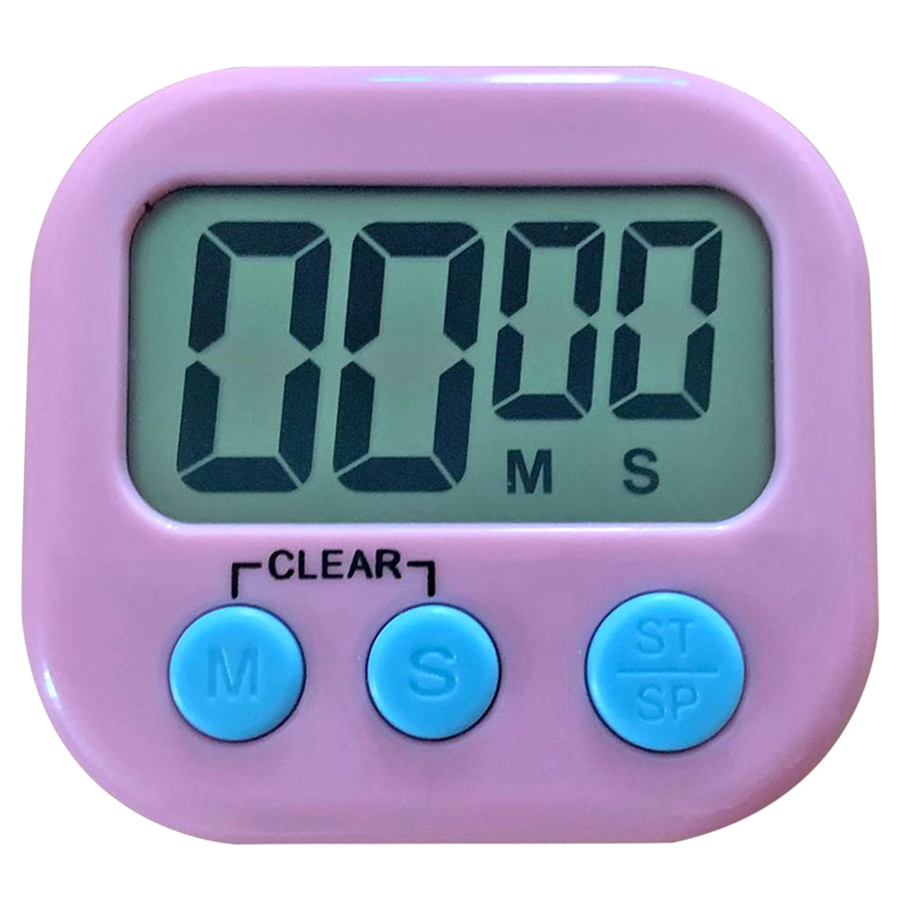 1PC Digital Kitchen Timer Magnetic Backing Stand Countdown Alarm Mini LCD Big Digits Loud Alarm For Cooking Baking Sports Games: Purple