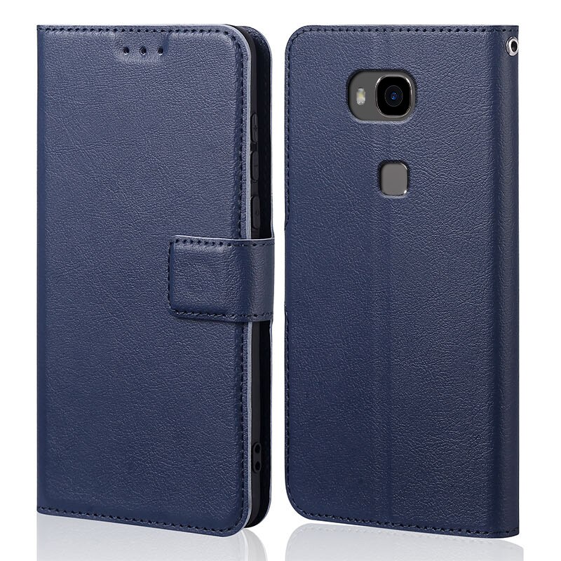 Huawei Honor 5X Case Cover Pu Lederen Telefoon Case Voor Huawei GR5 Gr 5 KII-L21 KII-L22 KII-L05 / Honor 5x x5 5 X KIW-L21 KIW-L24: Navy