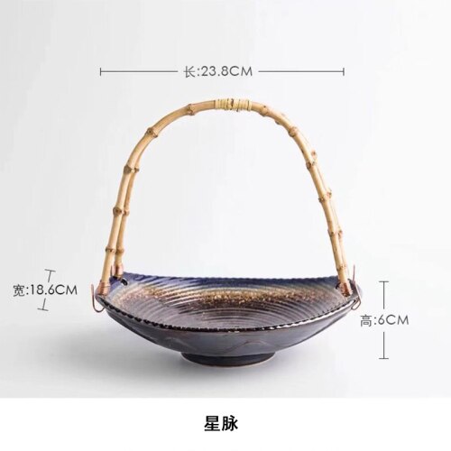 Japanese-style Hand Painted Irregular Ceramic Plate Restaurant Hotel Decorative Tableware Hanging Plate Fruit Basket Decoration: a