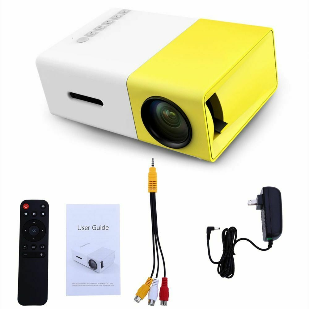 YG300 Led Mini Projector Hoge Resolutie Ultra Draagbare Hd 1080P Hdmi Usb Projector Mediaspeler Us Eu Au Uk socket Twee Kleuren