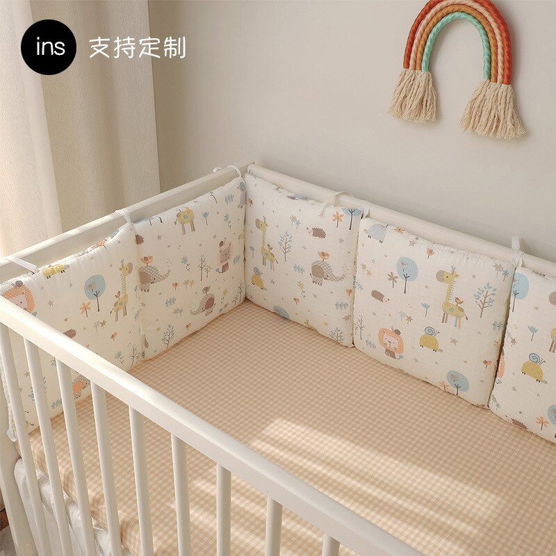 Blotona 6Pcs Baby Bed Bumpers Anti-Collision Cartoon Patroon Leuke Afdrukken Stijl Gratis Combinatie Kussen 30*30Cm