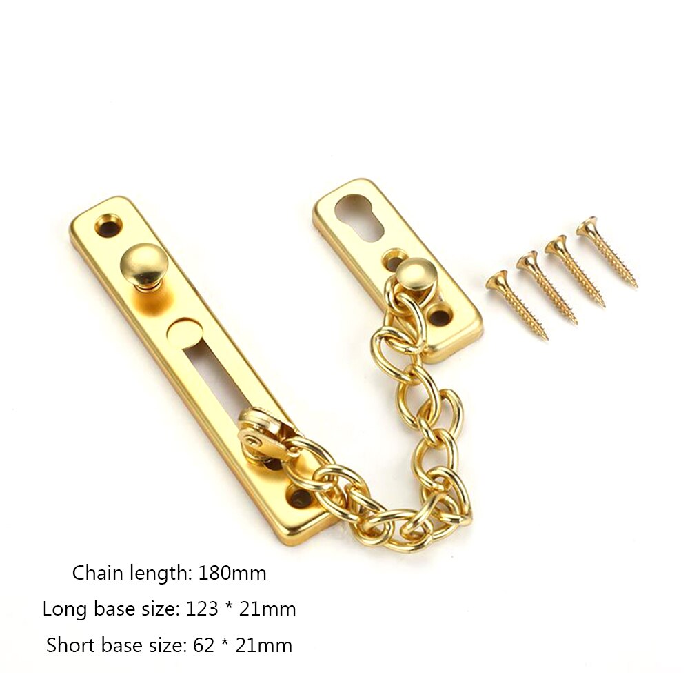 Door Chain Lock Stainless Steel Security Chain Guard Spring Anti Theft Press Heavy Duty Polished Latch Screw Guard Accessories