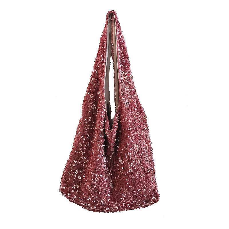 Japan Stijl Vrouwen Mode Pailletten Schoudertas Grote Capaciteit Vrouwelijke Glitter Kralen Tote Handtas Mermaid Pailletten Hand Tassen Roze: Roze