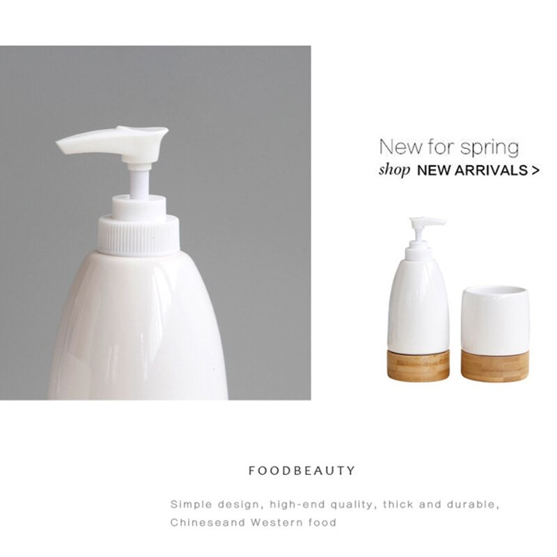 -Two-Piece Ceramic Bamboo Mouthwash Cup Brushing Cup Bathroom Lotion Container Kitchen Tableware Dishwashing Liquid Conta