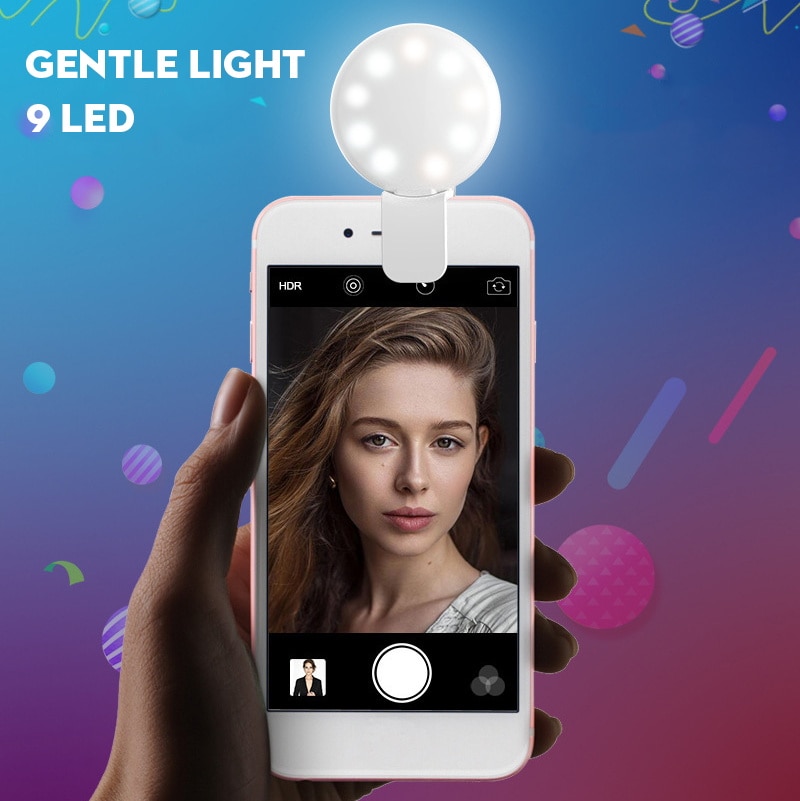 Selfie Ring Licht Für Fotografie praktisch objektiv Selfie Ring Licht Wiederaufladbare 9 LED Dimmbare Clip Mini Lichter Kamera Telefon