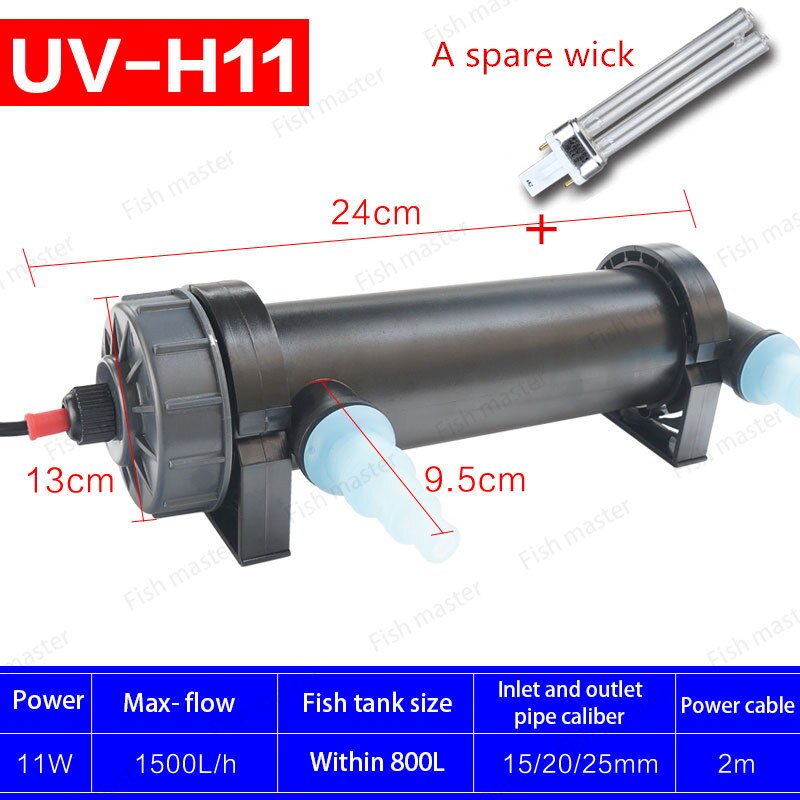 Jebo UV Sterilizer Light Lamp Fish Tank Ultraviolet Water Filter Pond Water Cleaner For Aquarium Pond 220~240V 5W~36W JEBO: 11W and Wick