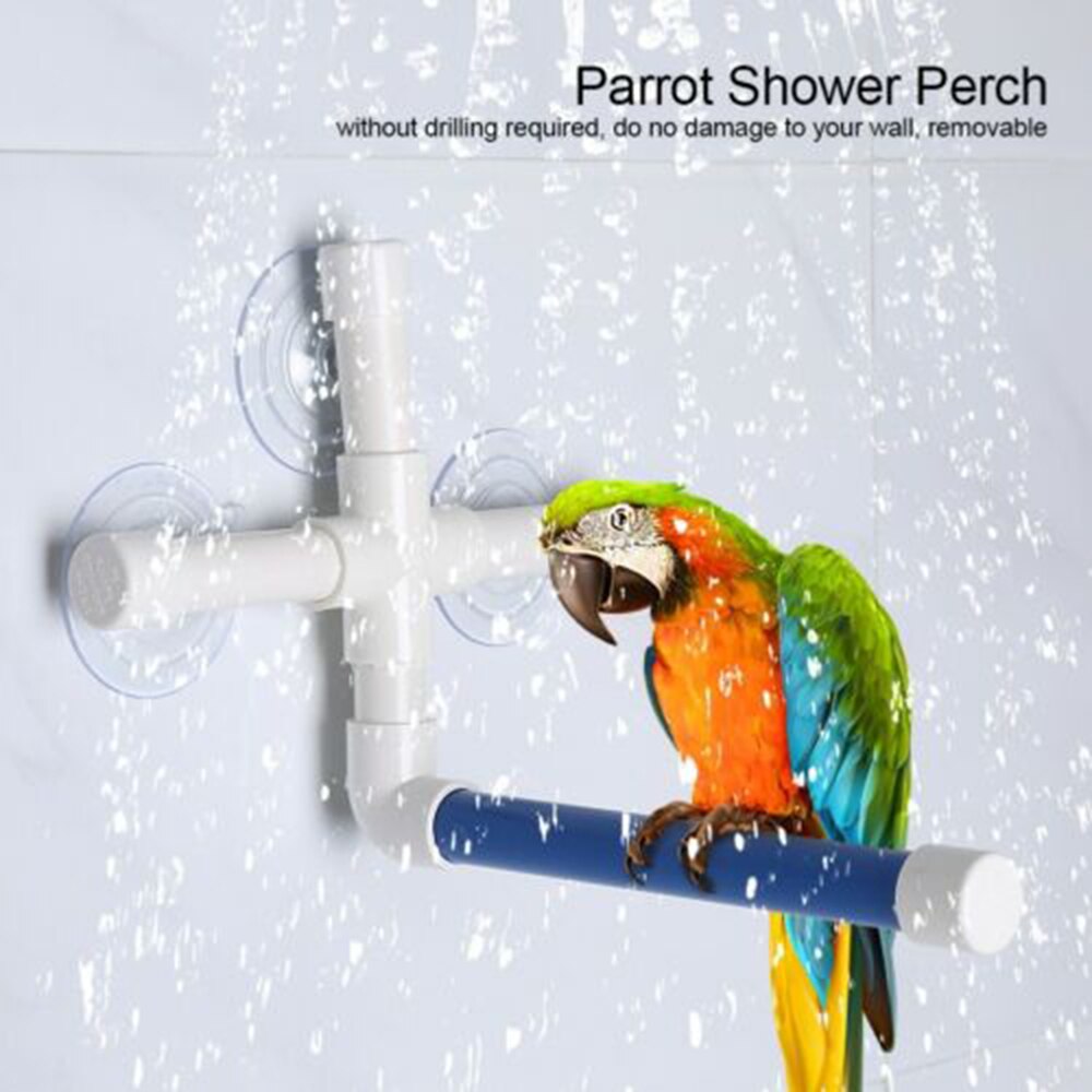 Pet Birds Shower Perches Parrot Bath Shower Stand Rack Wall Suction Cup Bird Toys Bird Bathtub With Mirror Bird Supplies