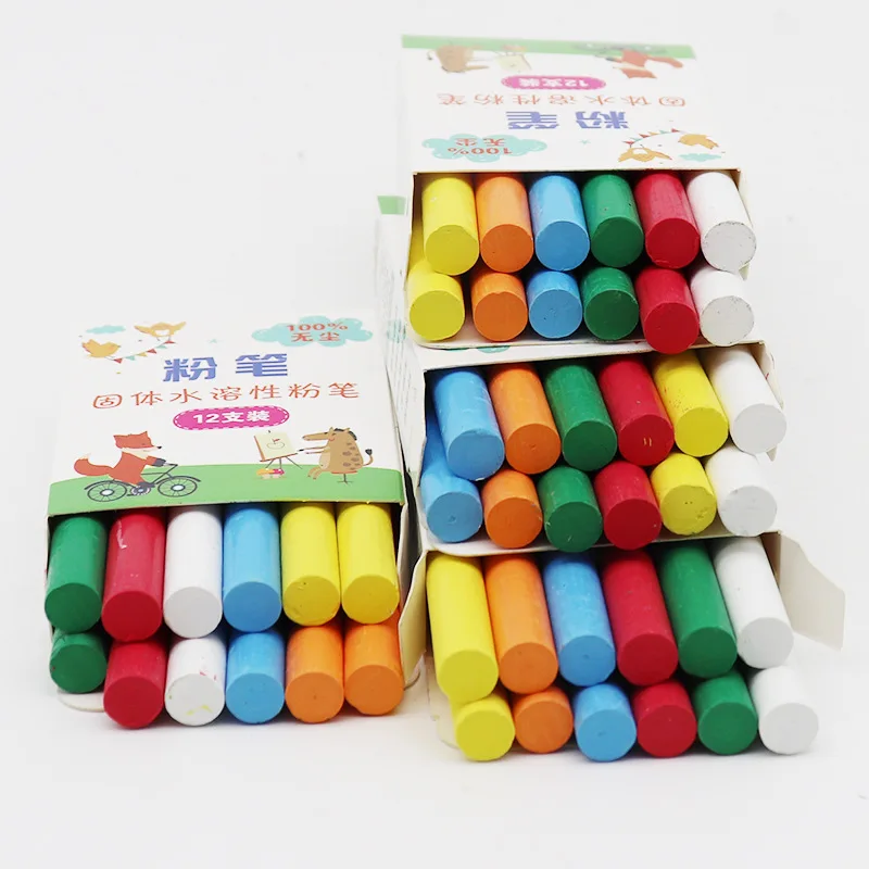 4/6/12pcs Dust Free Solid Water Chalk Non-toxic Blackboard Whiteboard Drawing Pens Colorful Chalk Markers School Office Supplies