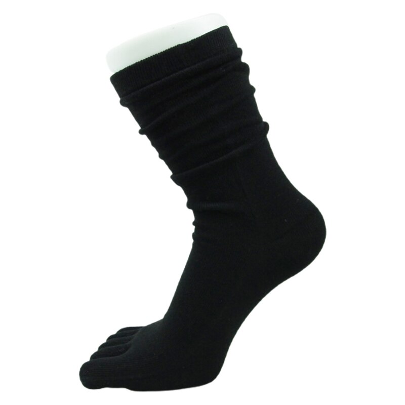 Chaussettes Tube longues à cinq doigts pour femmes, Simple, couleur unie, doux, respirant, orteils séparés, bonneterie en coton, automne décontracté: Black