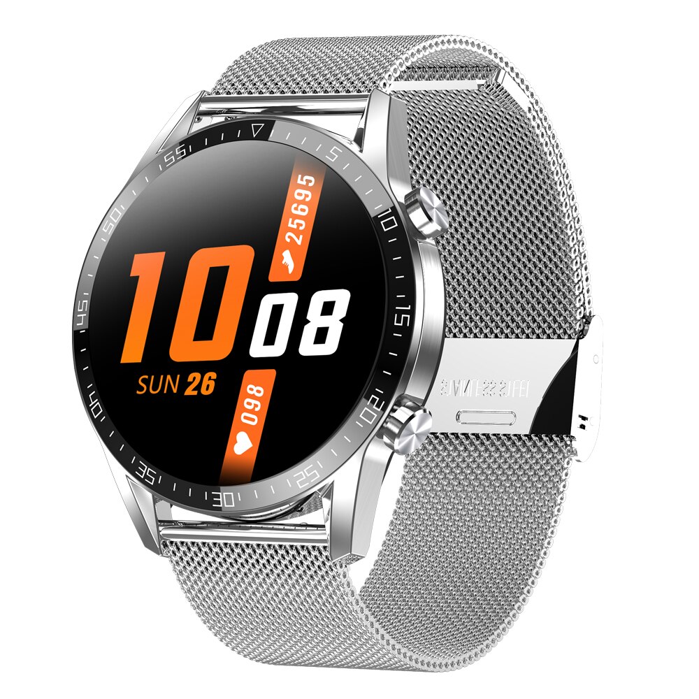 Neue Clever Uhr Männer 24 Stunden Kontinuierliche Temperatur Monitor IP68 EKG PPG BP Herz Bewertung Fitness Tracker Sport Smartwatch: Silber- Netz