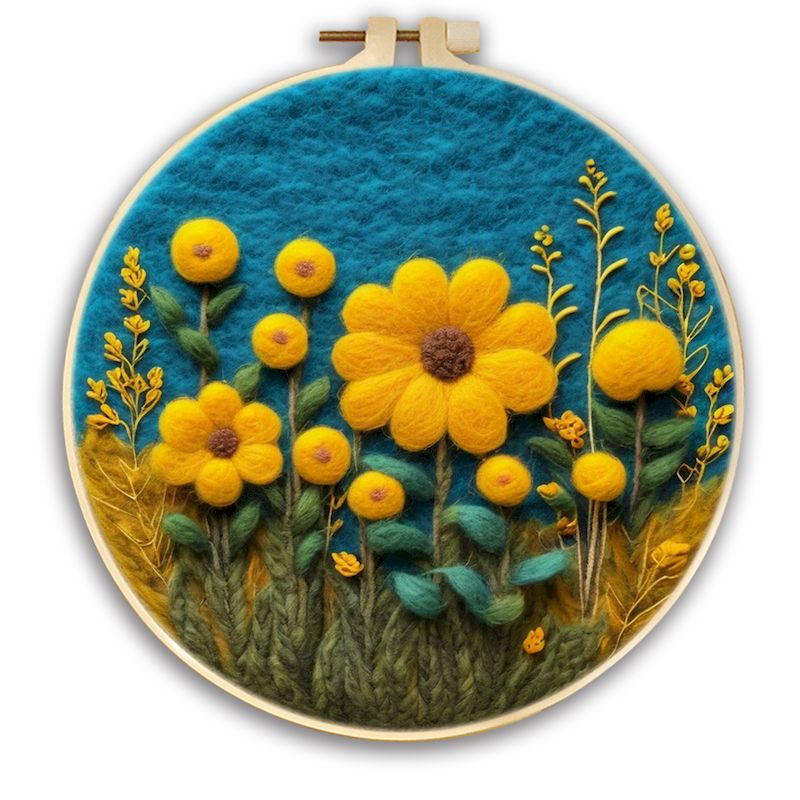 GATYZTORY Wollfilz-Gemälde, DIY-Wollstickerei-einstellen, kreative Blumenlandschaft, Wolle, Nadelfilz, Bild-einstellen, Basteln, Gemälde,: D39