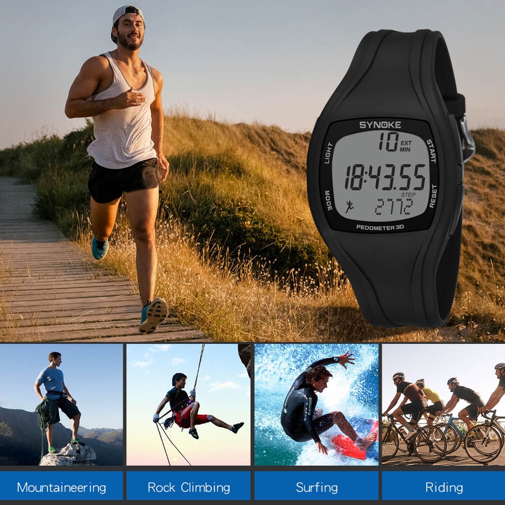 Sport Horloge Synoke Calorie Stappenteller Chronograph Outdoor Elektronische Digitale Horloges 50M Waterdicht Montre Reloj Relogio Klok