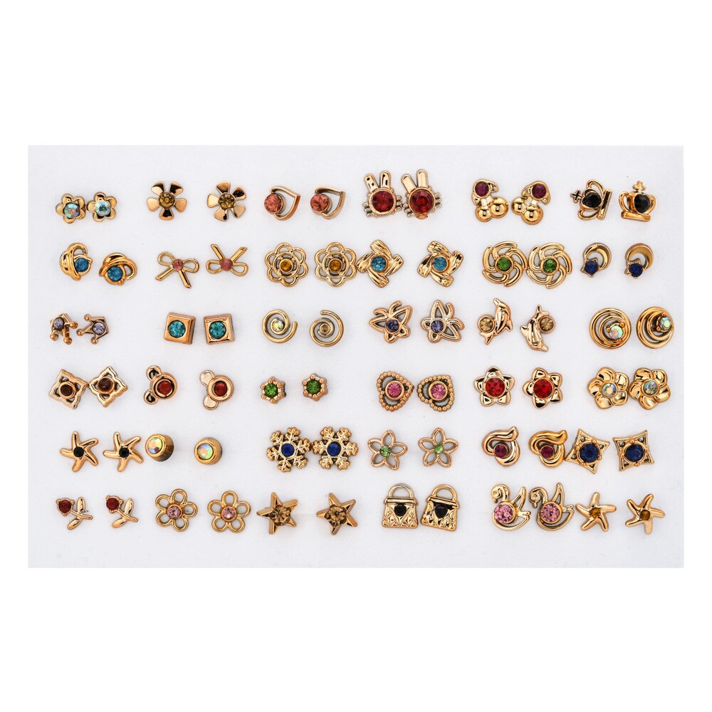Mode Gemengde Rhinestone Gesimuleerde Pearl Geometrische Dier Hart Bloem Stud Oorbellen Set Voor Vrouwen Meisjes Kids Sieraden