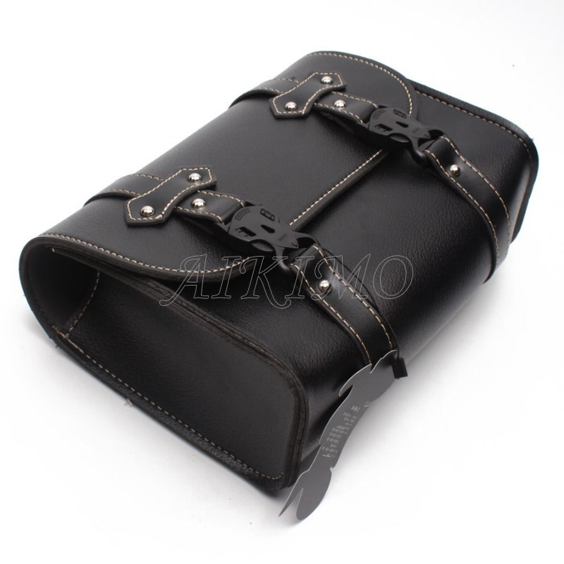 Black Motorcycle Saddle Bags PU Leather Motorbike Side Tool Pouch Tail Bag Luggage Borsello Moto Universal D20