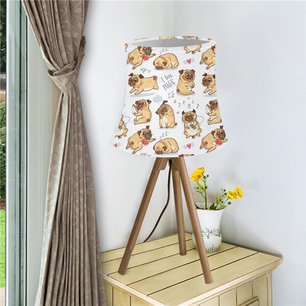 Cute Animal mops motyw psa różowe abażury na stół i ścianę Art Deco Multicolor Stretch klosz z tkaniny na kinkiet zmywalny: HTH0687HS-L