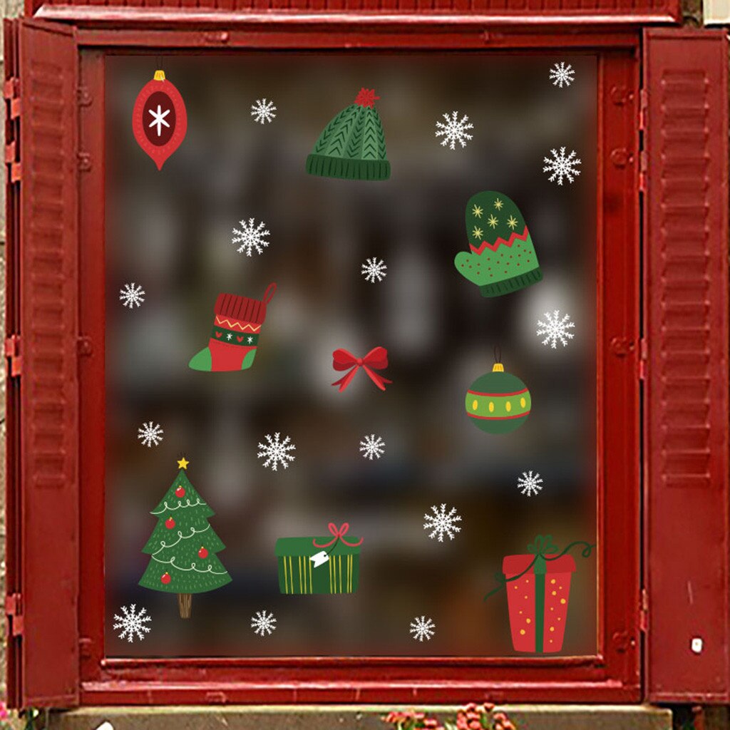 Navidad lindo muñeco de nieve restaurante decoración del centro comercial nieve para ventana pegatinas tipo ventana de pared DIY calcomanía copo de nieve arte de Navidad decoración # f: B