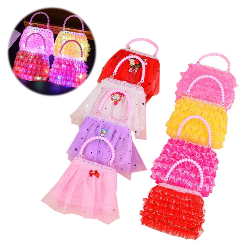 2Pcs/Set Little Girls Luminous Handbag Bag Dress up Pretend Purse Role Play Toy DXAD: luminous