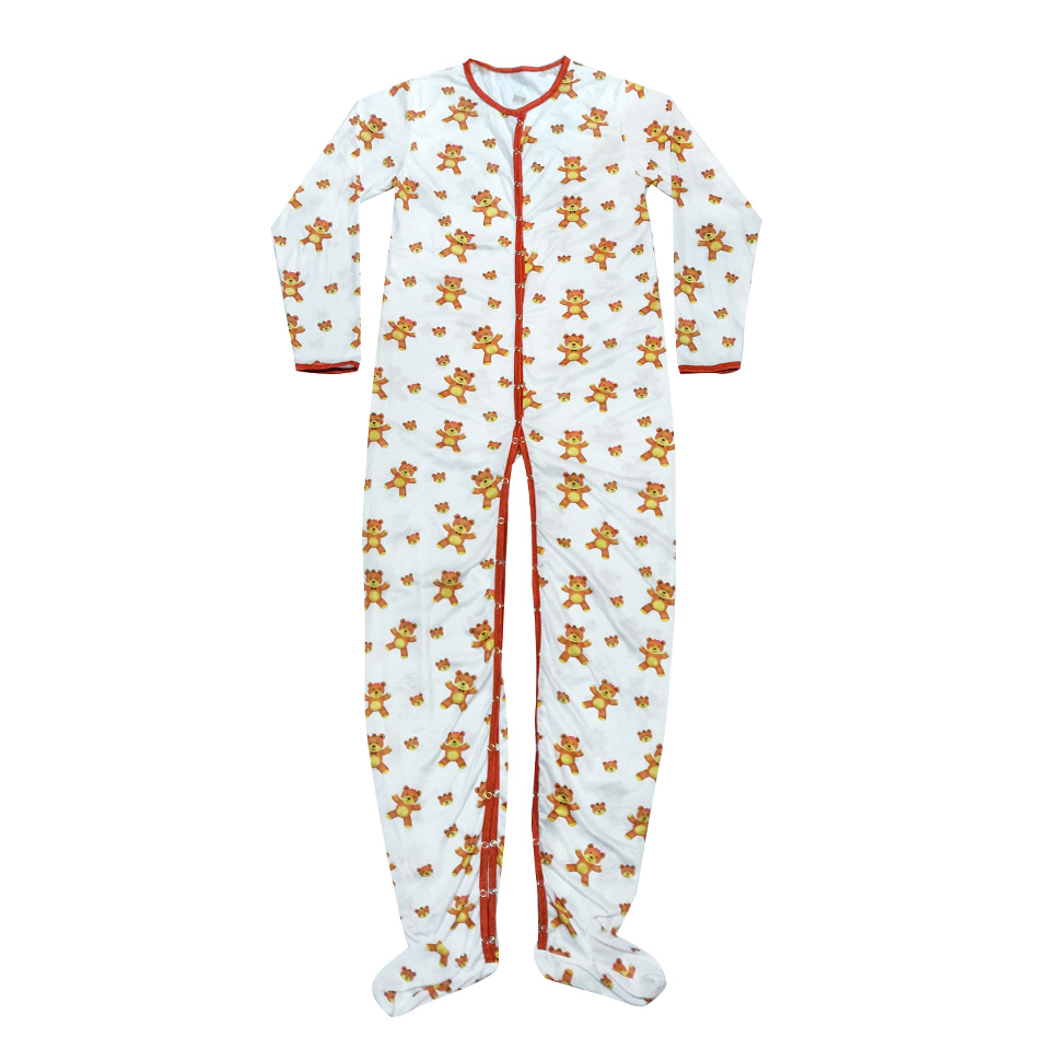 Diaper Lover Adult Onesie Pajamas Cute Bear Printing Long Sleeve Long Pants Adult Bodysuit For Couple For Adult Baby