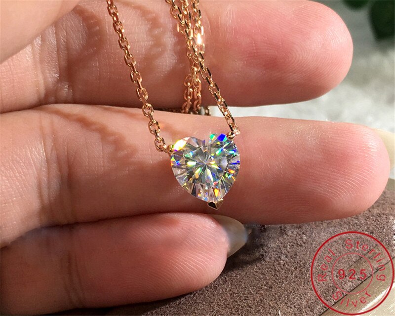 Hartvorm Hanger Echte Zilveren Kleur Bijou Aaaaa Cz Liefde Bruiloft Hangers Met Ketting Voor Vrouwen Bruids Sieraden