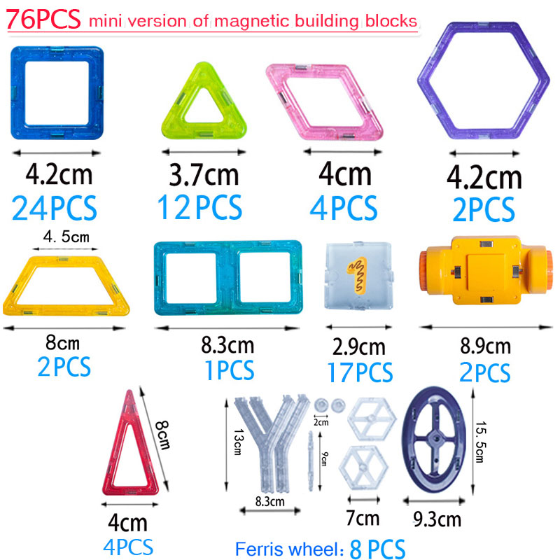 30-180 stks/set Mini Magneet Speelgoed Bouwstenen Magnetische Constructie DIY Educatief Blokken Speelgoed Spelletjes Voor kinderen: 76 pieces