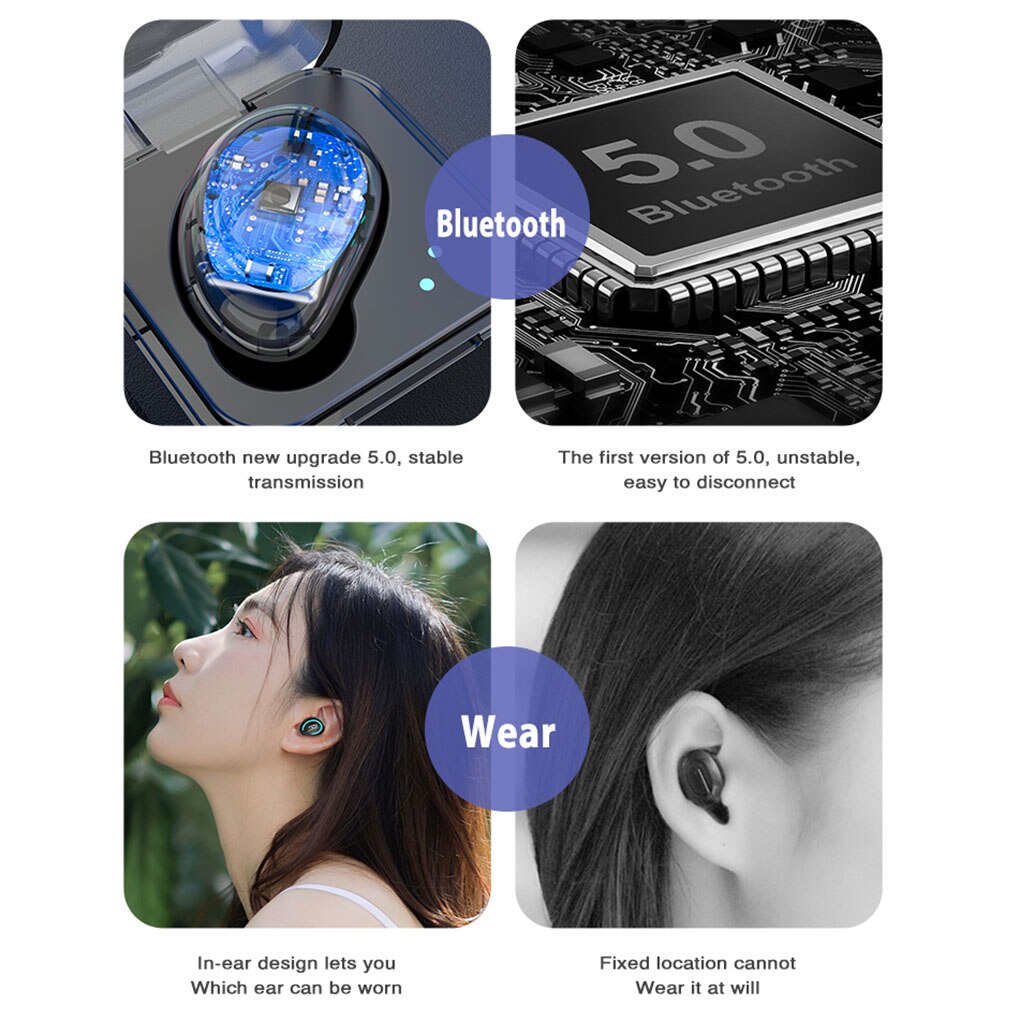 Single Ear Bluetooth Oortelefoon 5.0 In Oor Muziek Draadloze Oordopjes Sport Onzichtbare Oordopje Headset Een-Knop Stereo Oortelefoon