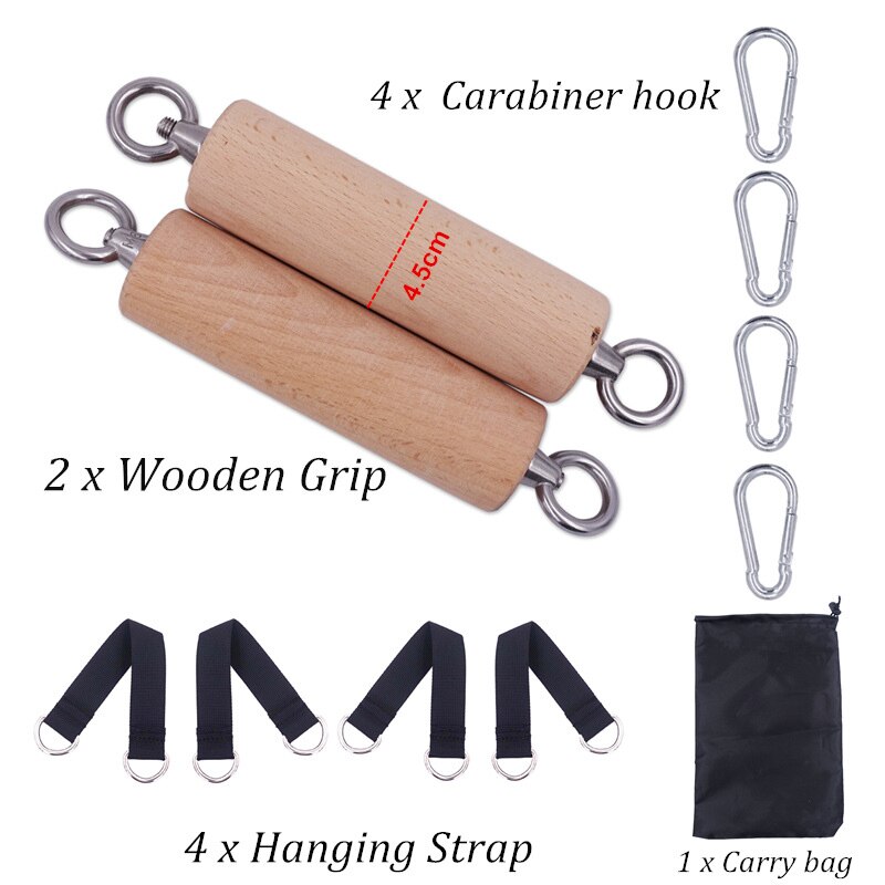 1 Pair Pull Up Hand Wooden Grip with Strap Cannonball Grips for Grip Strength Core Workout Rock Climbing Holds Finger Exercise: Beige