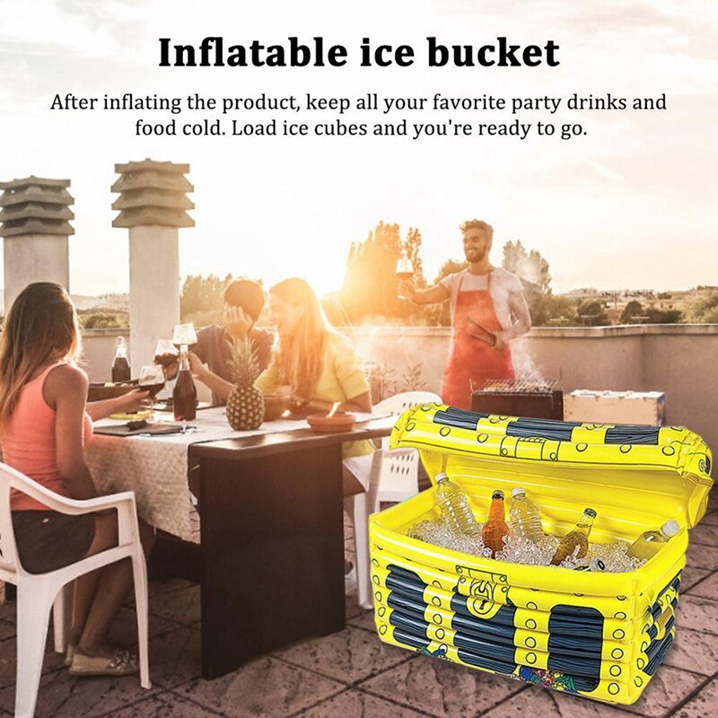 Indoor Outdoor Inflatable Ice Container PVC Beverage Cooler Treasure Box Multi-Purpose Bar Drinks Cool Leisure Supplies