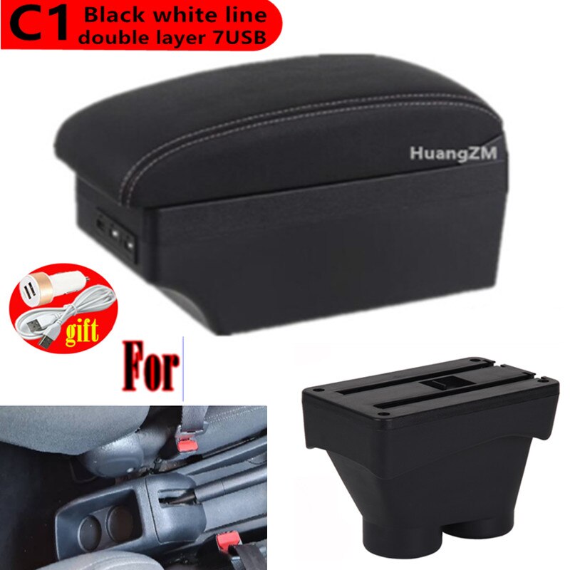 Voor Peugeot 208 Armsteun Doos Peugeot 208 Universele Auto Centrale Armsteun Opbergdoos Modificatie Accessoires: C black red line