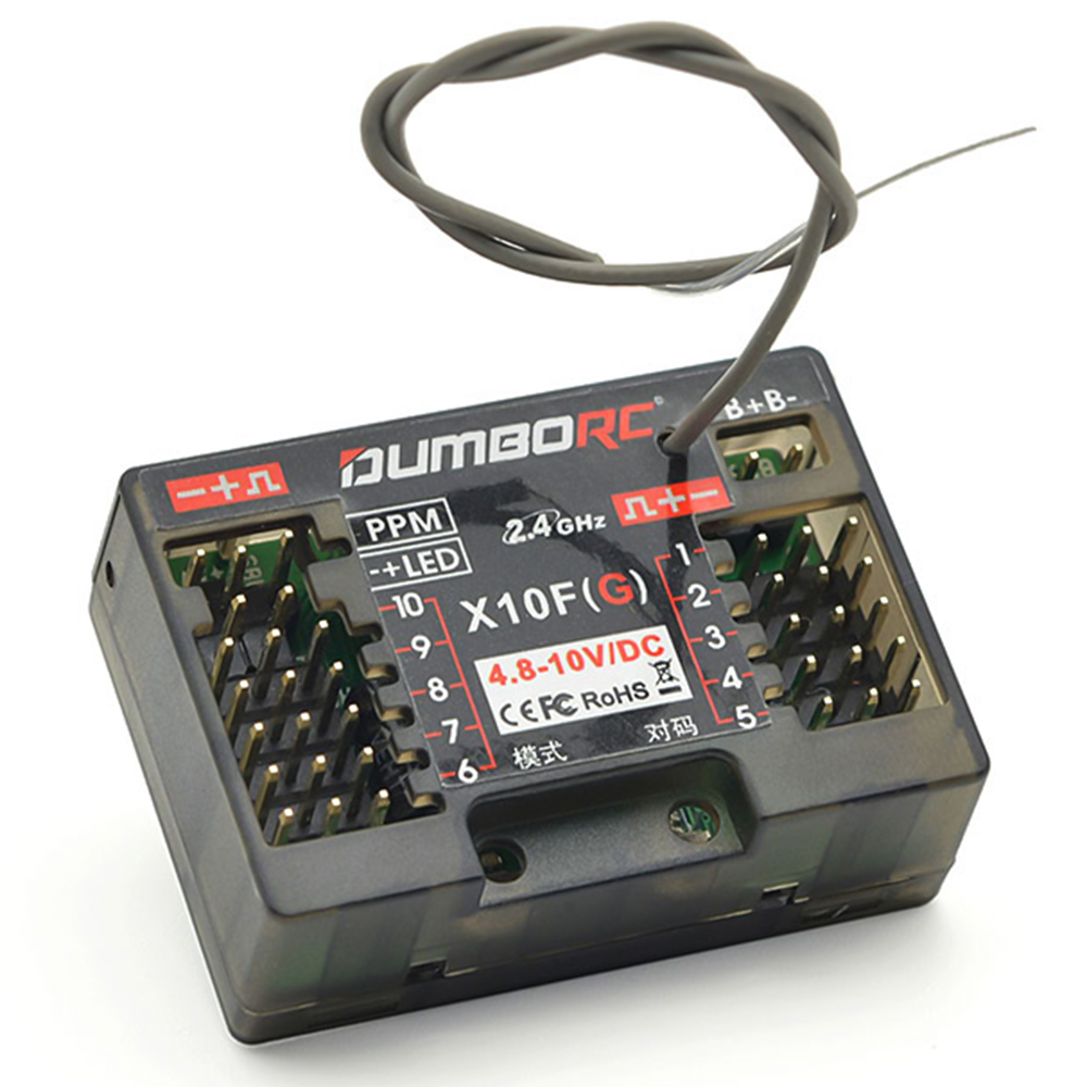 DUMBORC X10F X10FG 10CH 2.4G RC Gyro Receiver for X10P-350 Transmitter