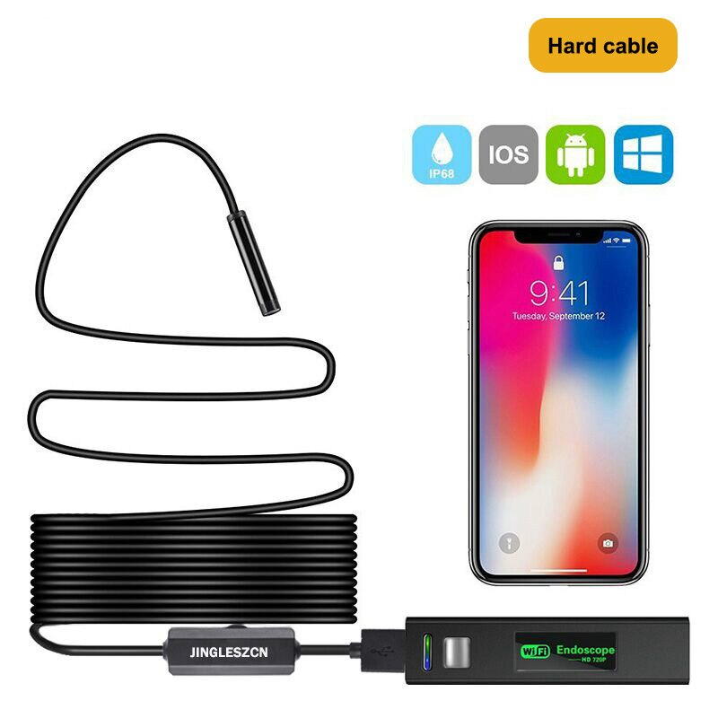 Wireless Endoscope 1200P Semi-rigid WiFi Borescope Inspection Camera 2.0 Megapixels HD Snake Camera For Android IOS Endoscope