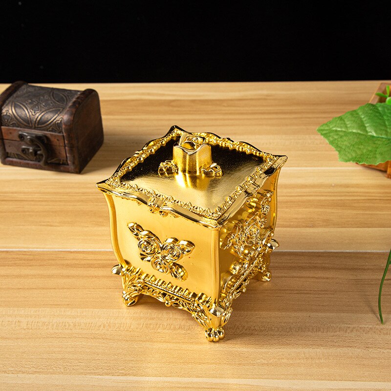 European Style Light Luxury Plastic Cotton Swab Box Living Room Home Cotton Swab Sealed Small Storage Box: B