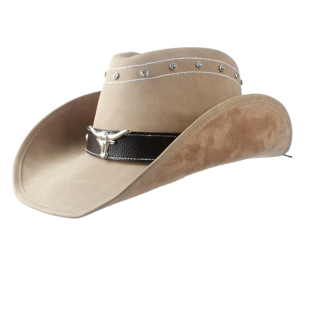 Leather Men Western Cowboy Hat For Gentleman Cowboy West Hunter Sombrero Caps Godfather Hats