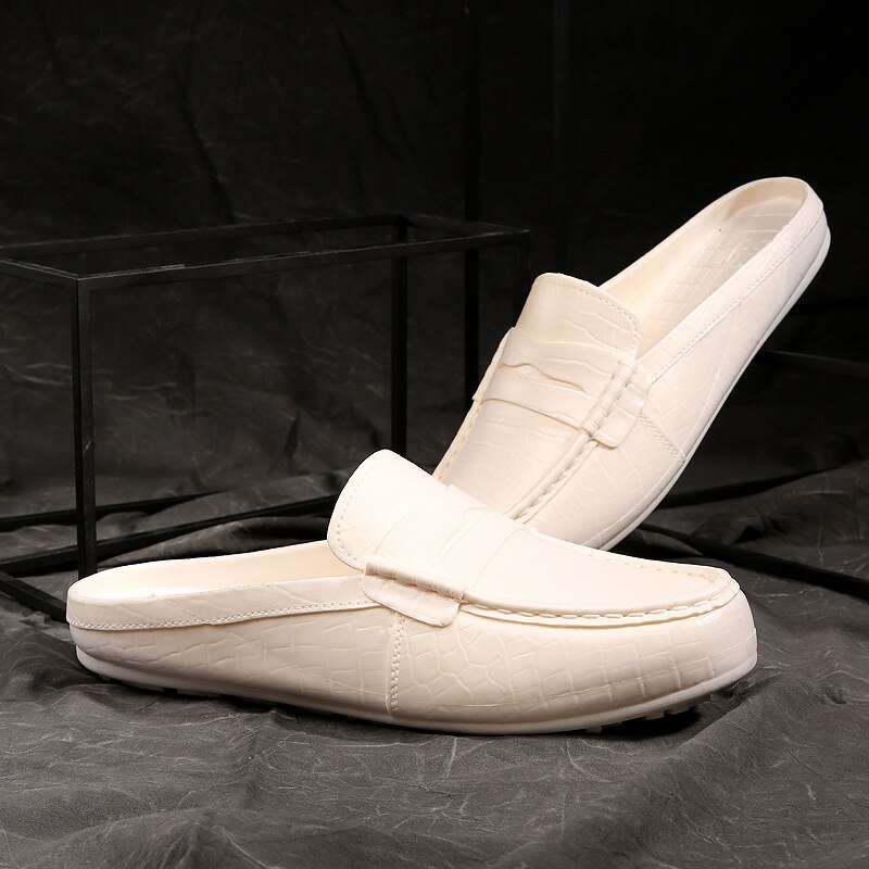 Mazefeng menn skinntøfler utendørs halv loafers lett halv sko pustende muldyr for menn sommer fritidssandaler