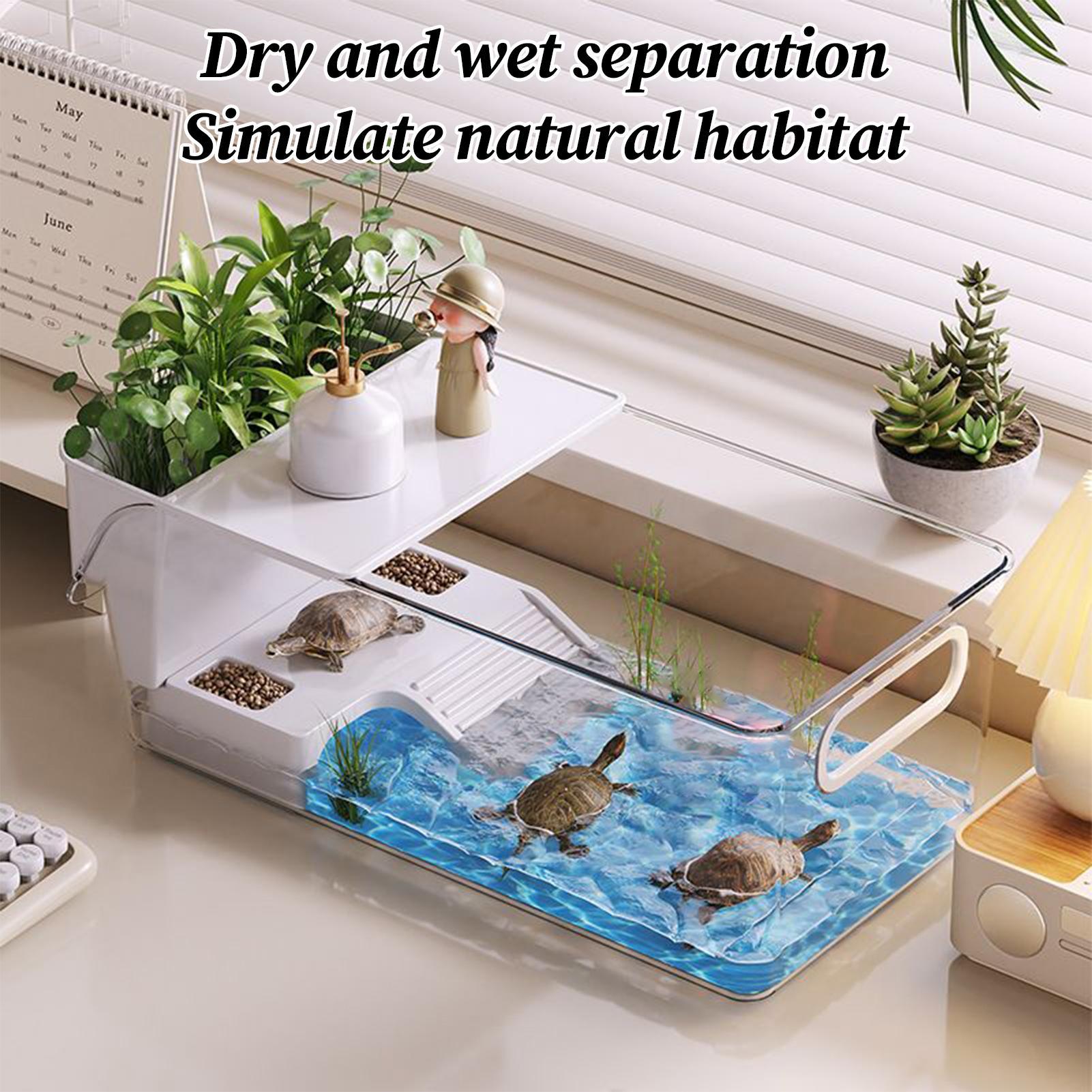 Schildpad Aquarium Multifunctioneel Aquarium Transparant Terrarium voor Rivierkreeft Heremietkreeften Kikker Reptiel Schildpad Habitat Zonnebaden