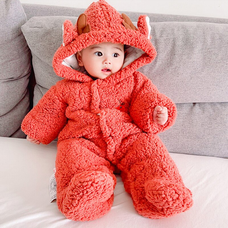 Katoenen Pasgeboren Baby Kleding Winter Meisjes Sneeuw Wear Jumpsuit Fleece Jongen Romper Bodysuit Kids Bovenkleding 0-12M