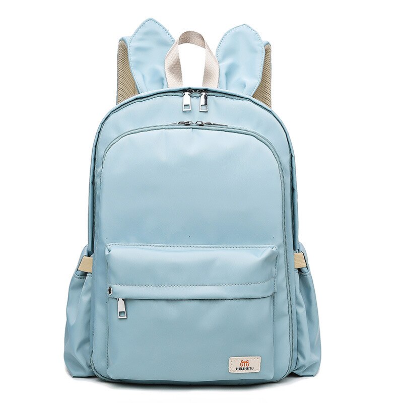Korean-Style Cute Lightweight Backpack Women's Large-Capacity Backpack Multi-Function Mother Bag Travel Bag: Ears Blue