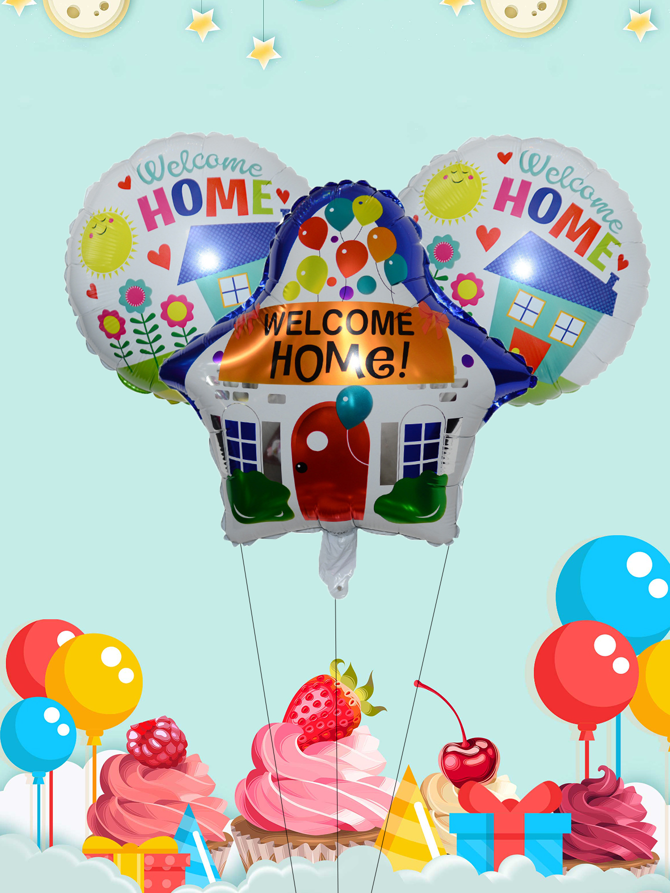 3 Stuks 18 Inch Ronde Thuis Folie Ballonnen Huis Luchtballon Terug Naar School Decoraties Thuis Feestartikelen