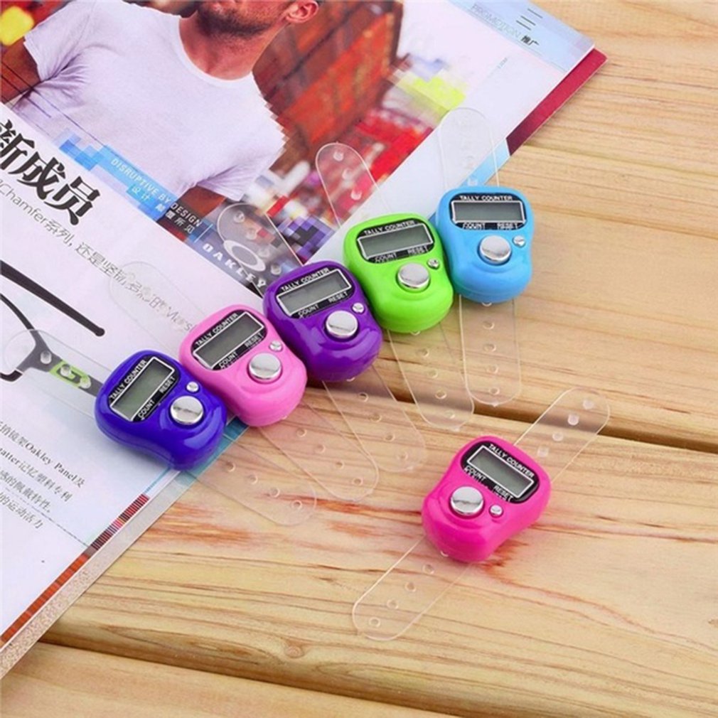 1 pcs electronic digital counter mini LCD electronic pedometer random color handheld ring marking plastic counter