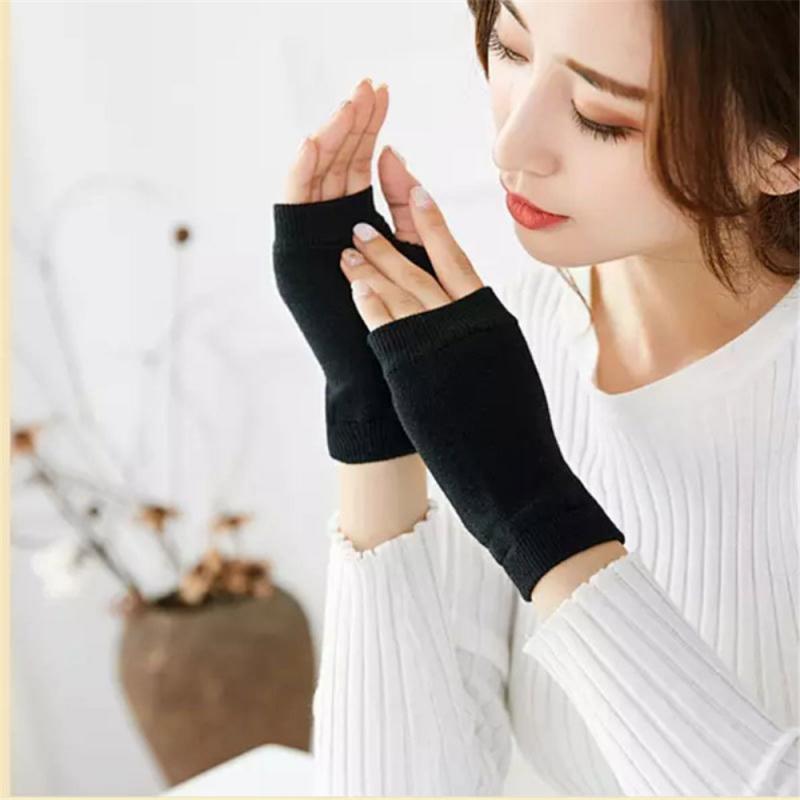 Winter Cotton Gloves Half Finger Sports Fingerless Gloves Knit Short Men's Women's Autumn And Winter Thin Arm Sleeves