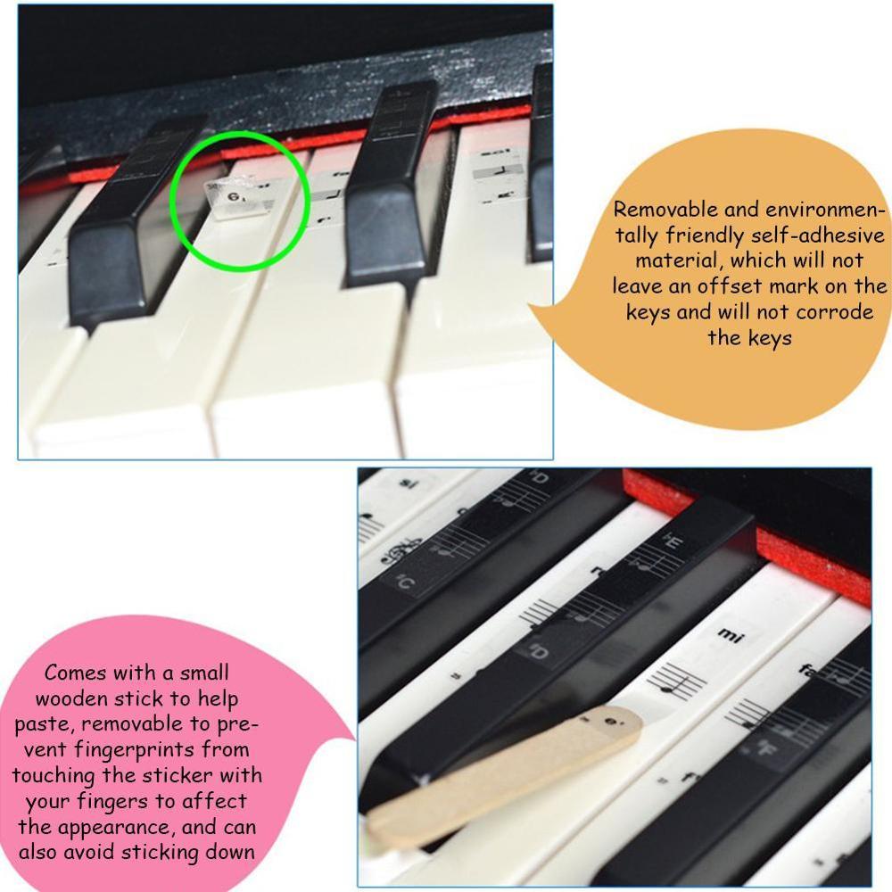 54/61/88 Key Piano Stickers Transparent Piano Keyboard Sticker Stave Electronic Sticker Piano Note Accessories PVC Name Key