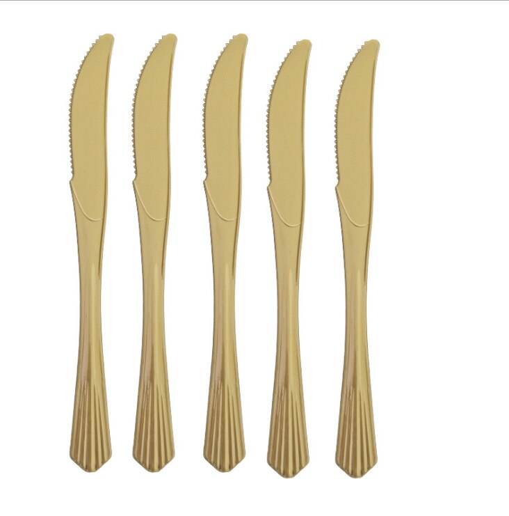 Roze Feestartikelen Set Stippen Papieren Borden Wegwerp Servies Set Servetten Cups Vork Messen Lepel Verjaardag Bruiloft Baby Shower: knives 10pieces
