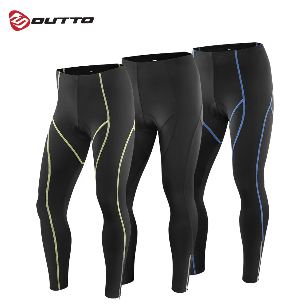 Outto Men's Cycling Tights - 3D Gel Padded Compression Full Length Breathable Race Bike Pants