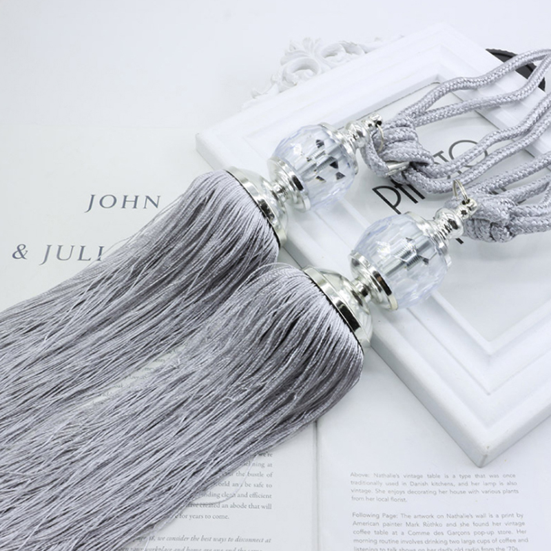 1 Pair Home Curtain Rope Tassel Holdback Modern Crystal Pearl Ball Tieback